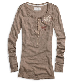 Long sleeve tee with embroidered detail