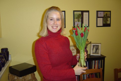 Me and my favorite flowers (I love any color tulips)